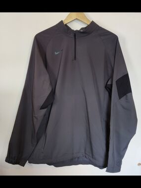 Nike Men's Golf Dri-Fit 1/4 Zip Pullover Windbreaker Jacket Gray Black Large LG